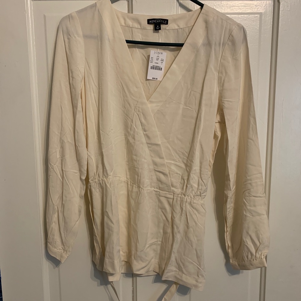 J.Crew Mercantile Wrap Top K4944 IVORY Size 4 New